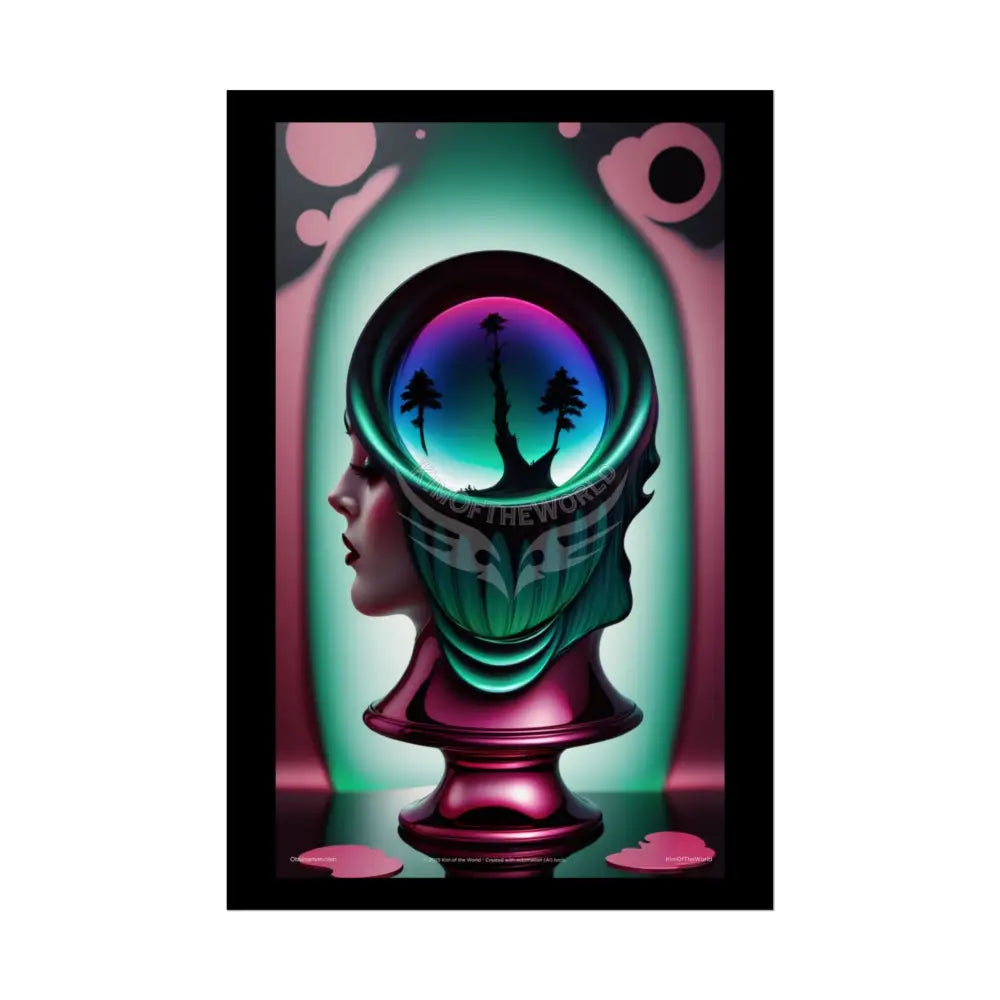 Gothic Heart Love Fashion Black Lace 3D Moon Weird Surreal Portrait Black & Red Satin 3D Moon Art Poster — Black & Red