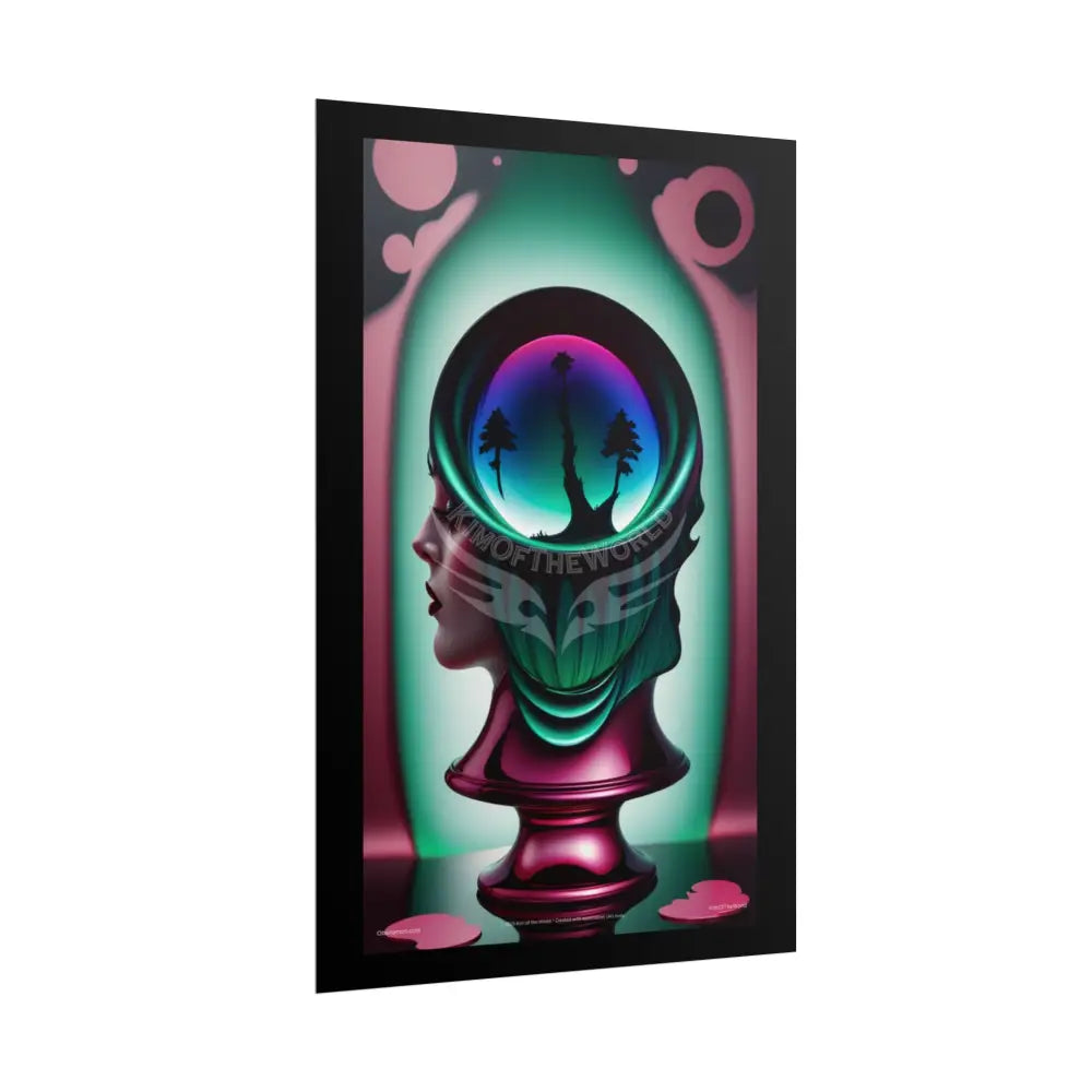 Gothic Heart Love Fashion Black Lace 3D Moon Weird Surreal Portrait Black & Red Satin 3D Moon Art Poster — Black & Red