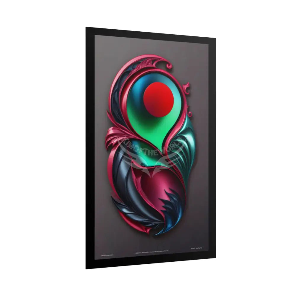 Gothic Heart Love Fashion Black Lace 3D Moon Weird Surreal Portrait Black & Red Satin 3D Moon Art Poster — Black & Red