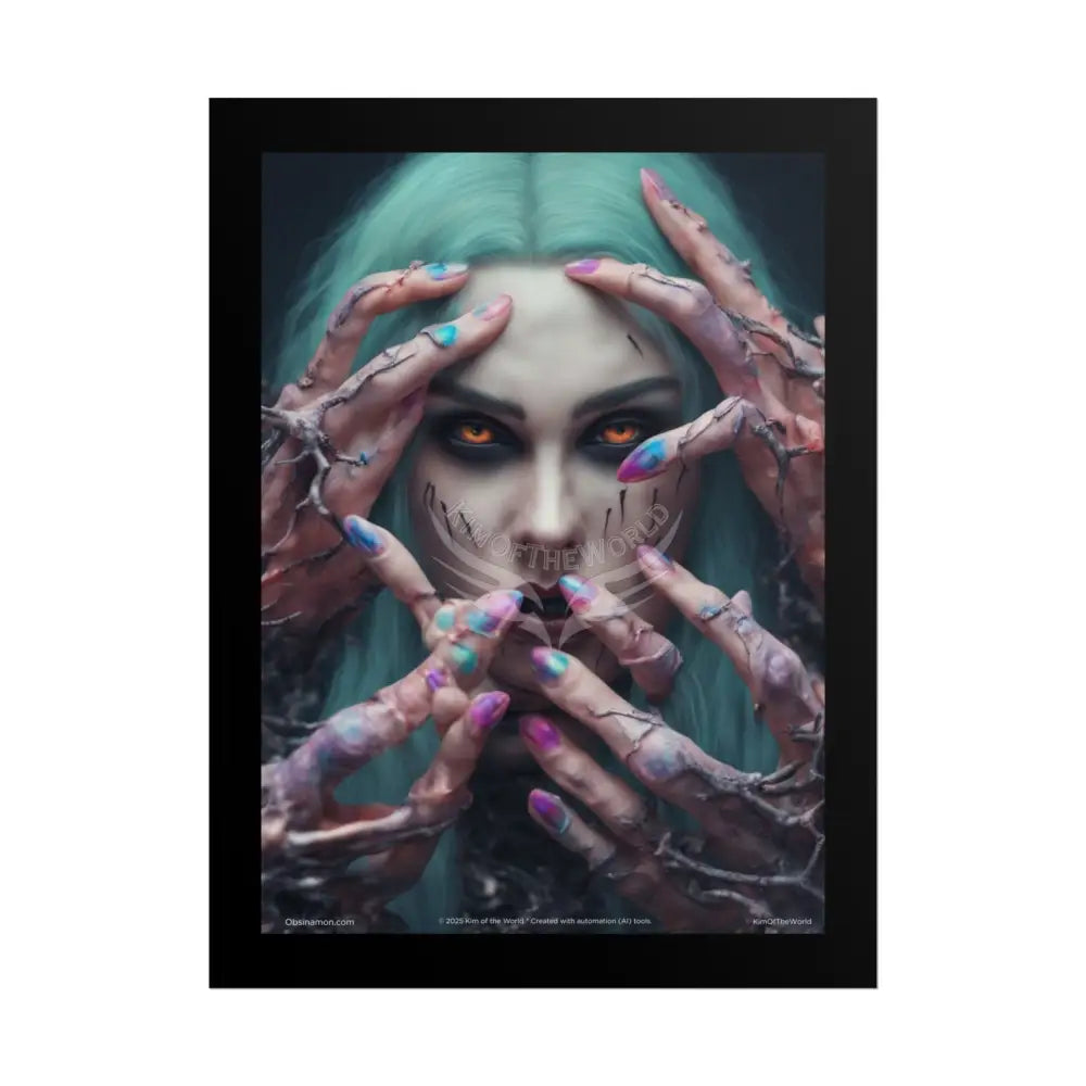 Gothic Horror & Sci Fi Creepy Beautiful Skull & Floral Rolled Poster — Character Sci‑Fi Art 18″ x 24″ (Vertical)