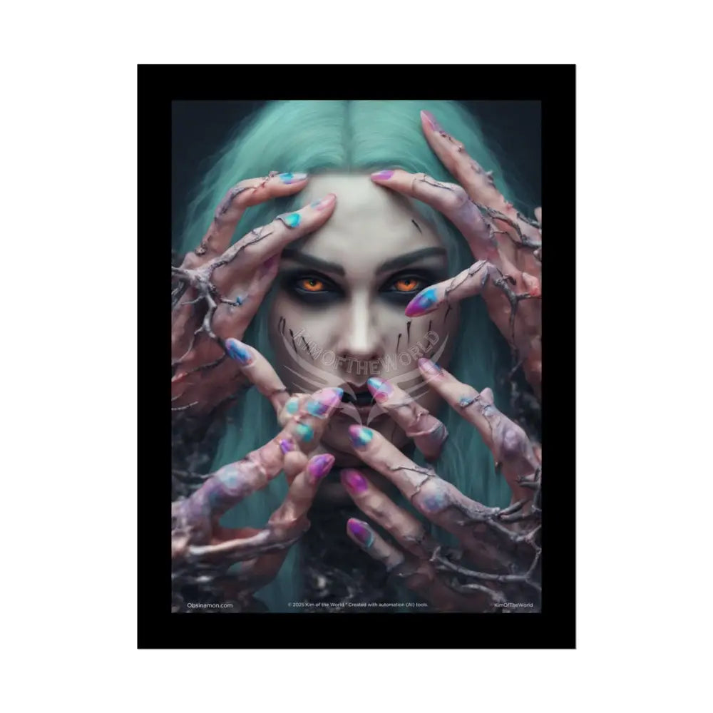 Gothic Horror & Sci Fi Creepy Beautiful Skull & Floral Rolled Poster — Character Sci‑Fi Art 18″ x 24″ (Vertical) / Semi