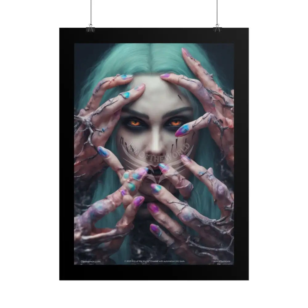 Gothic Horror & Sci Fi Creepy Beautiful Skull & Floral Rolled Poster — Character Sci‑Fi Art Poster