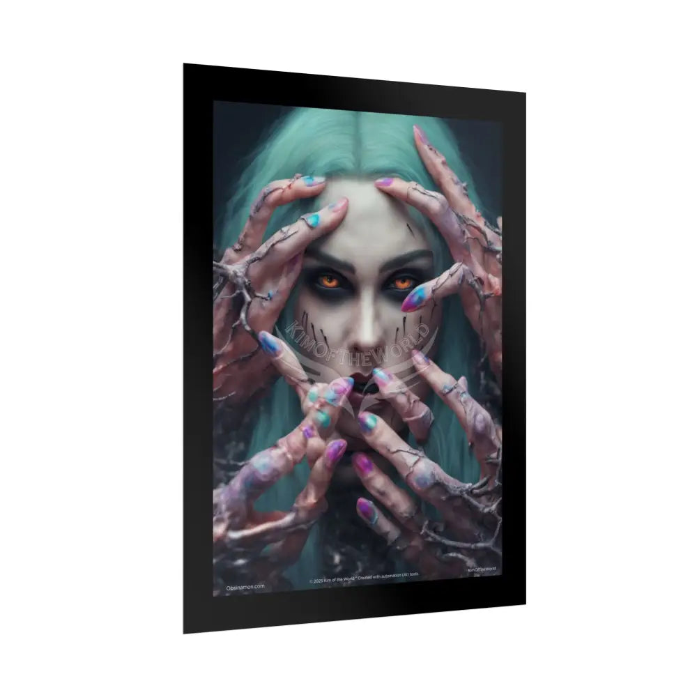 Gothic Horror & Sci Fi Creepy Beautiful Skull & Floral Rolled Poster — Character Sci‑Fi Art Poster