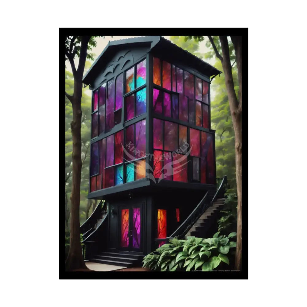 Gothic House Rolled Poster — Colorful Spectrum Matte Architecture 18″ x 24″ (Vertical) / Semi Glossy Poster
