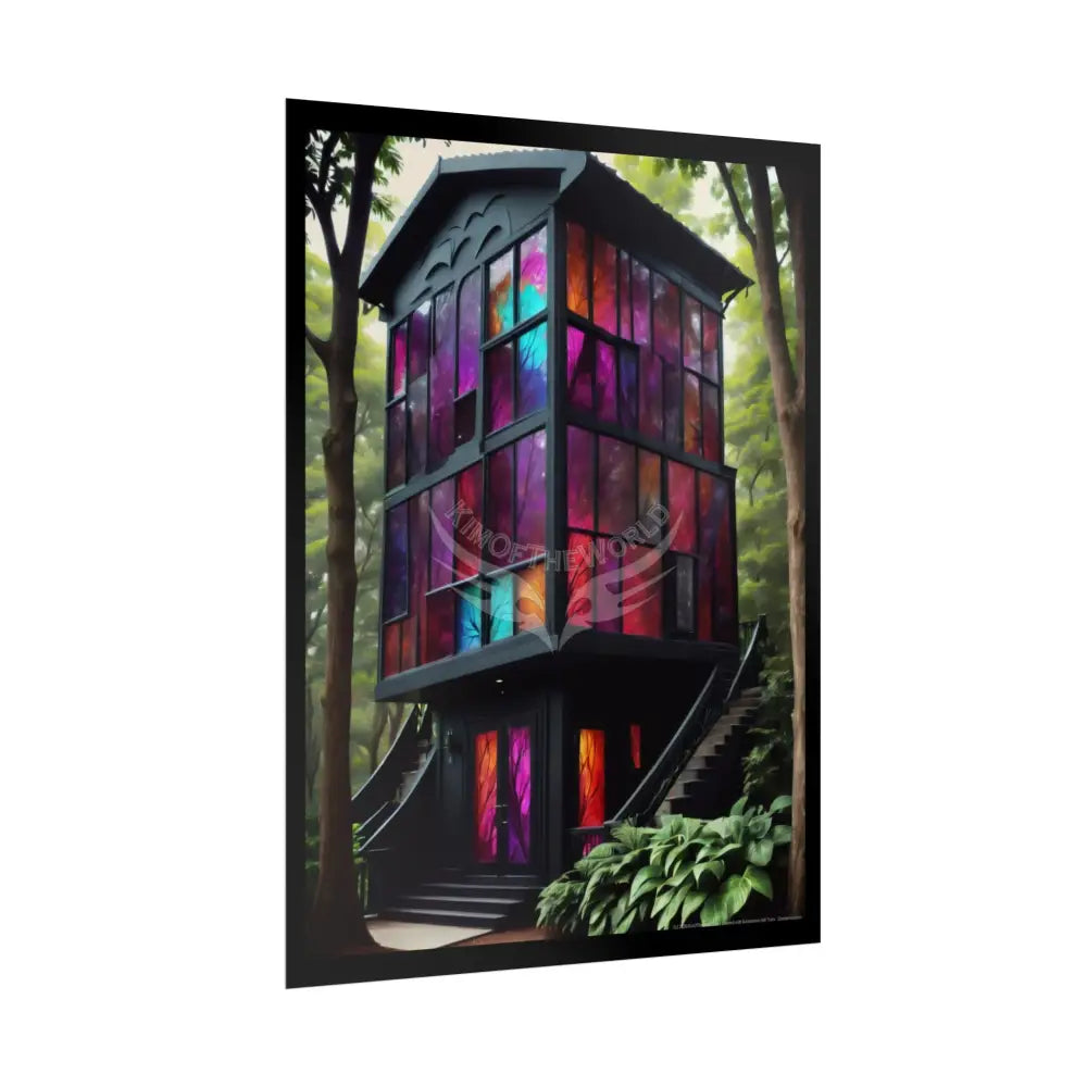Gothic House Rolled Poster — Colorful Spectrum Matte Architecture Poster