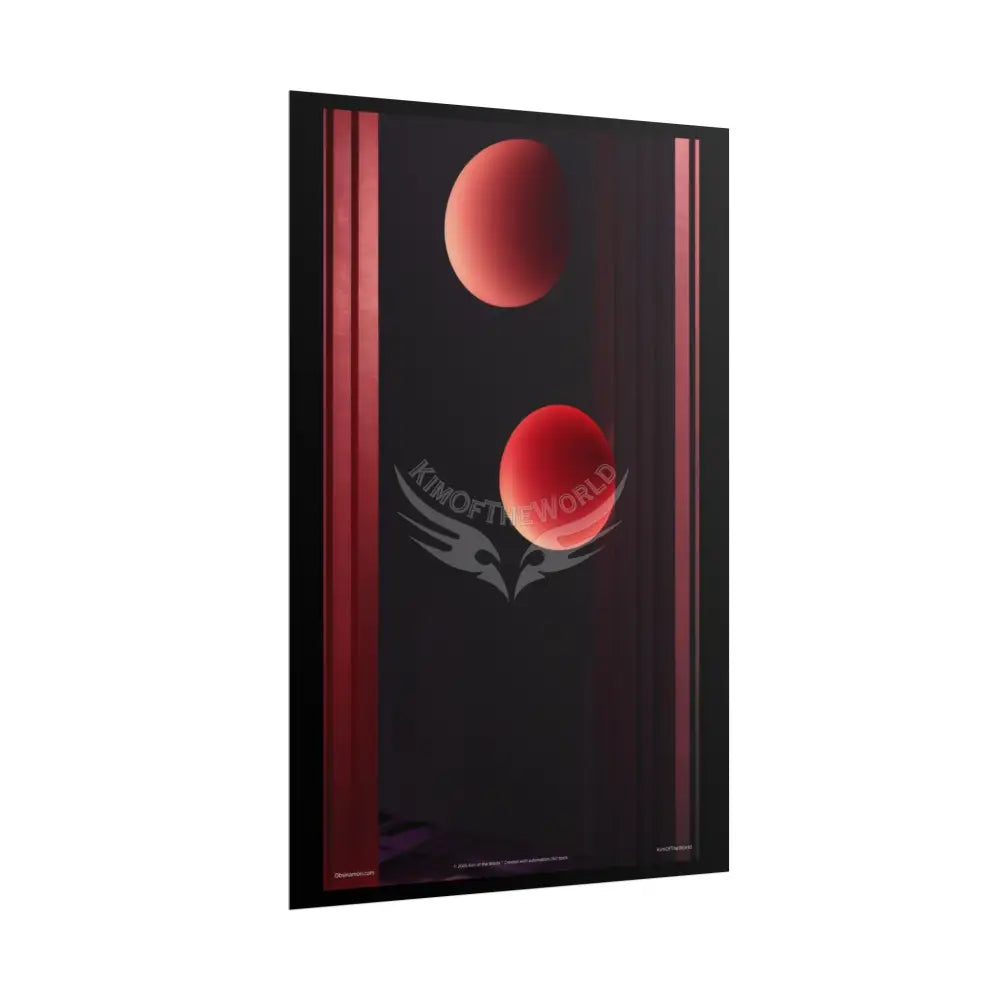 Gothic Magic Minimalist Vintage 2 Pink Blood Moon Staircase Interior Room Black & Red Satin 3D Moon Art Poster — Black