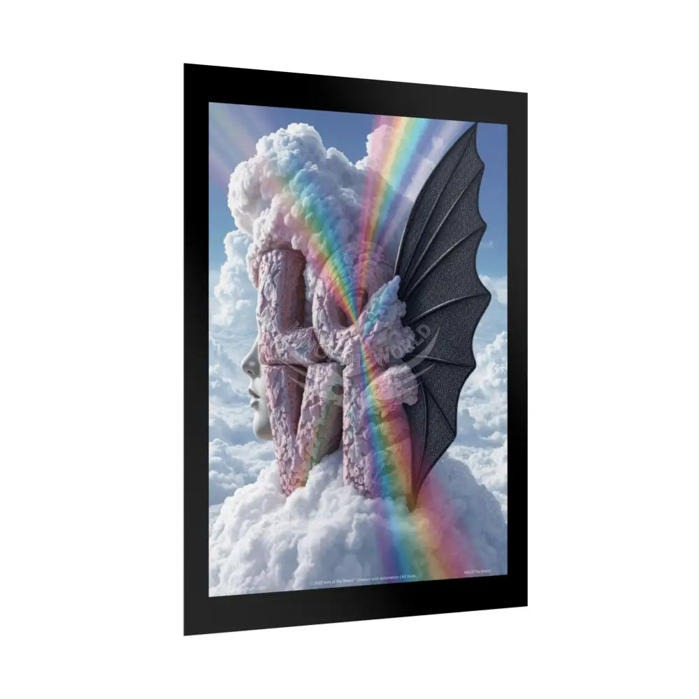 Gothic Moon Rainbow ’LOVE’ Cloudy Surreal Iridescent - Framable Wall Art for Home or Office (Rolled Poster) Poster