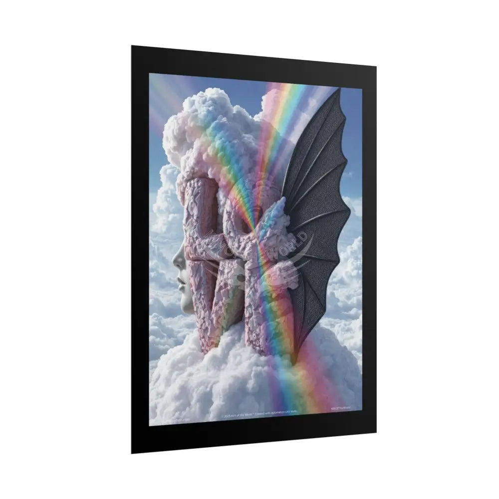 Gothic Moon Rainbow ’LOVE’ Cloudy Surreal Iridescent - Framable Wall Art for Home or Office (Rolled Poster) Poster