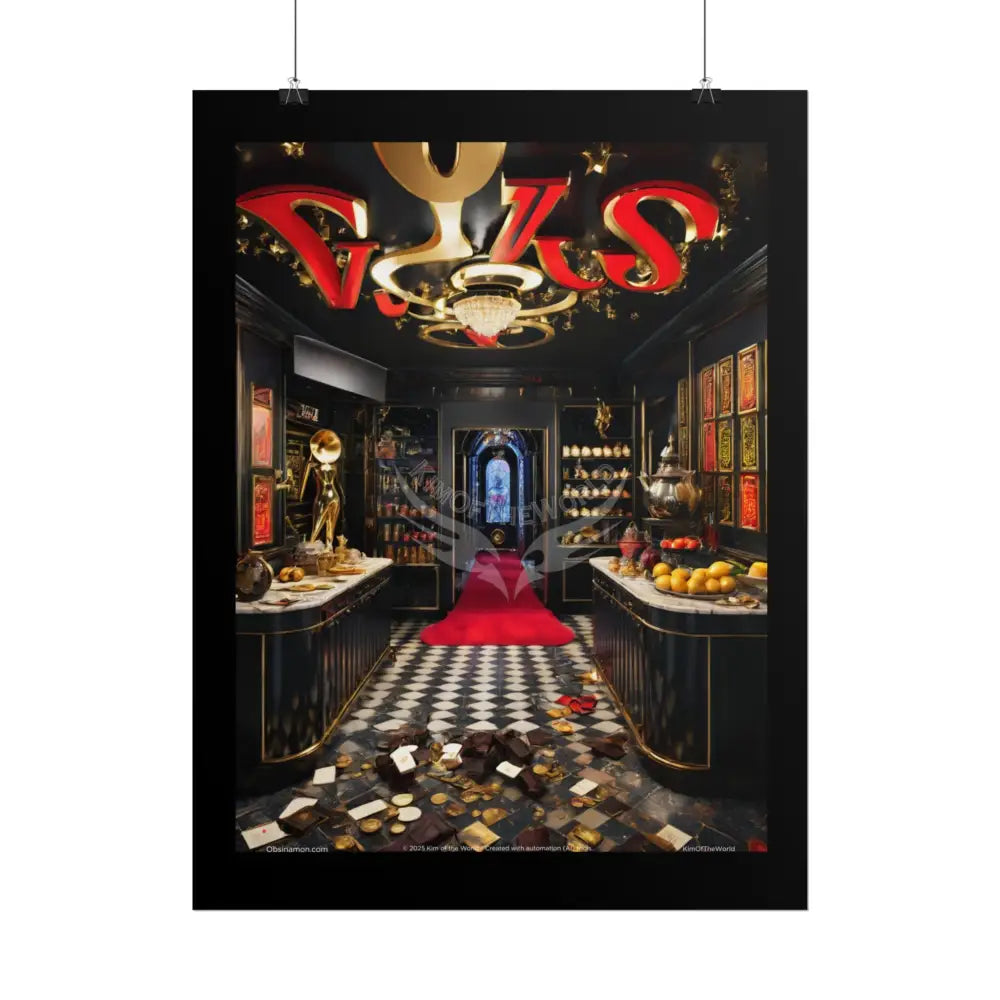 Gothic Noir Interior Kitchen Surreal Wonderland Art Poster — 3D Dimensions of Inspiration Rolled Print Poster