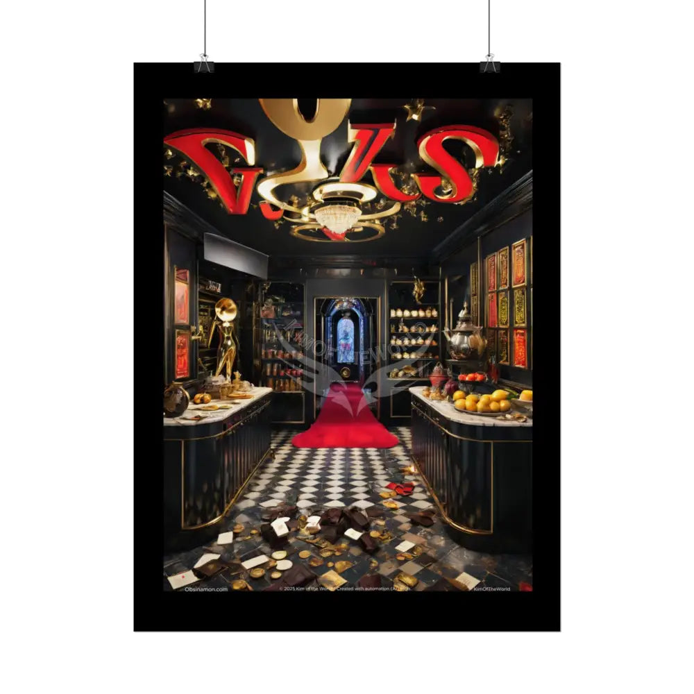 Gothic Noir Interior Kitchen Surreal Wonderland Art Poster — 3D Dimensions of Inspiration Rolled Print Poster