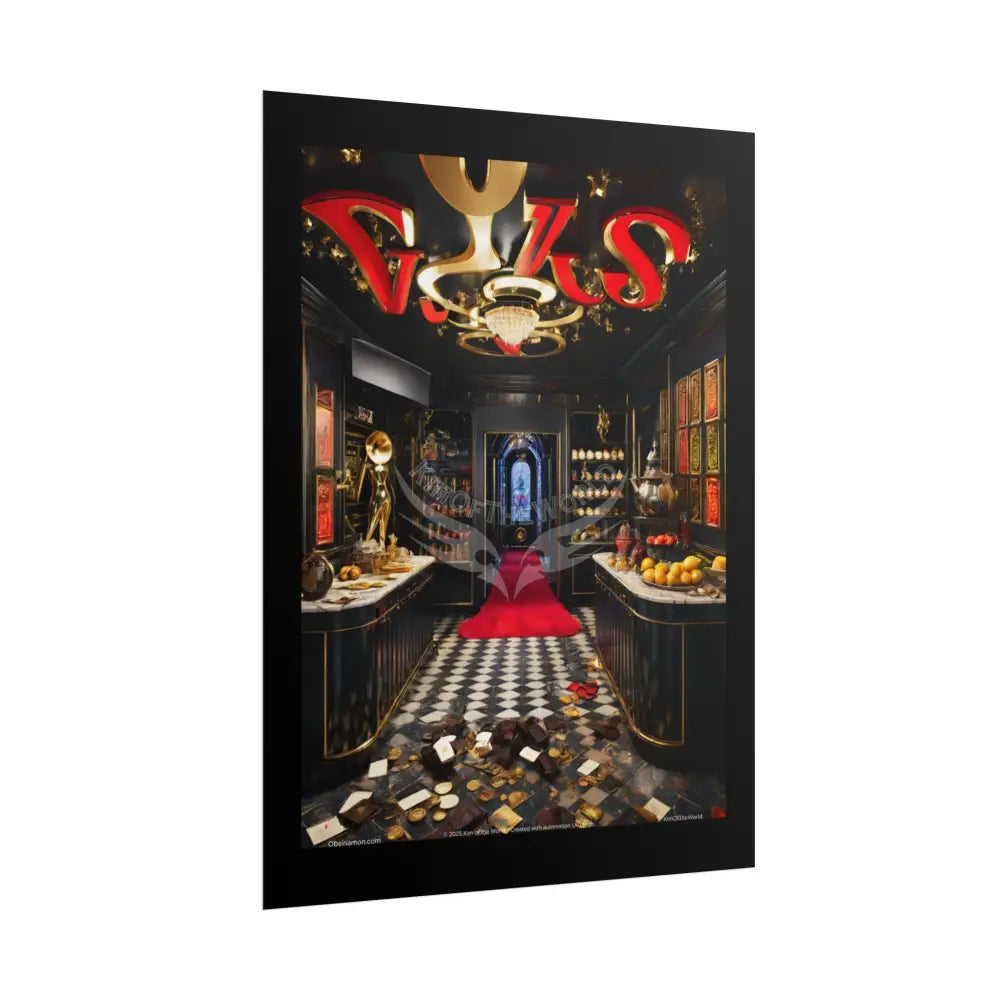 Gothic Noir Interior Kitchen Surreal Wonderland Art Poster — 3D Dimensions of Inspiration Rolled Print Poster