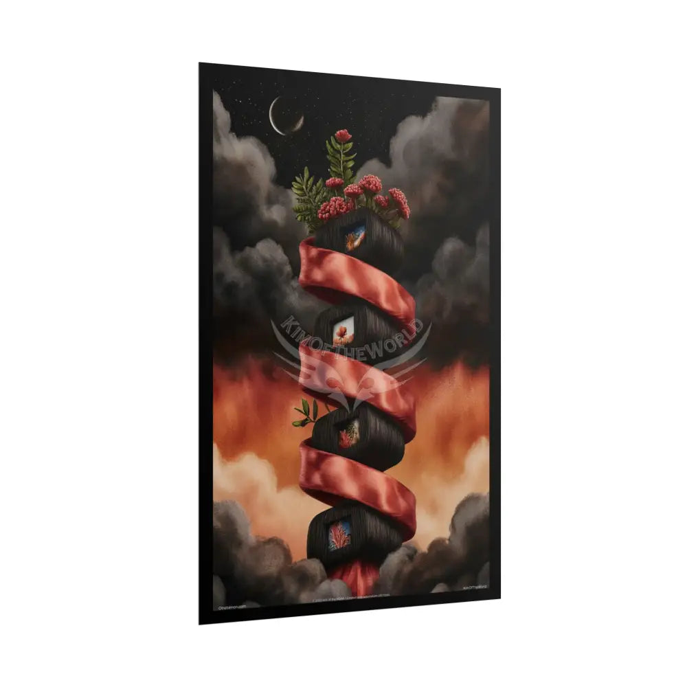 Gothic Orange Balcony Floral Fantasy Poster — Floating Balconies Art Print Poster