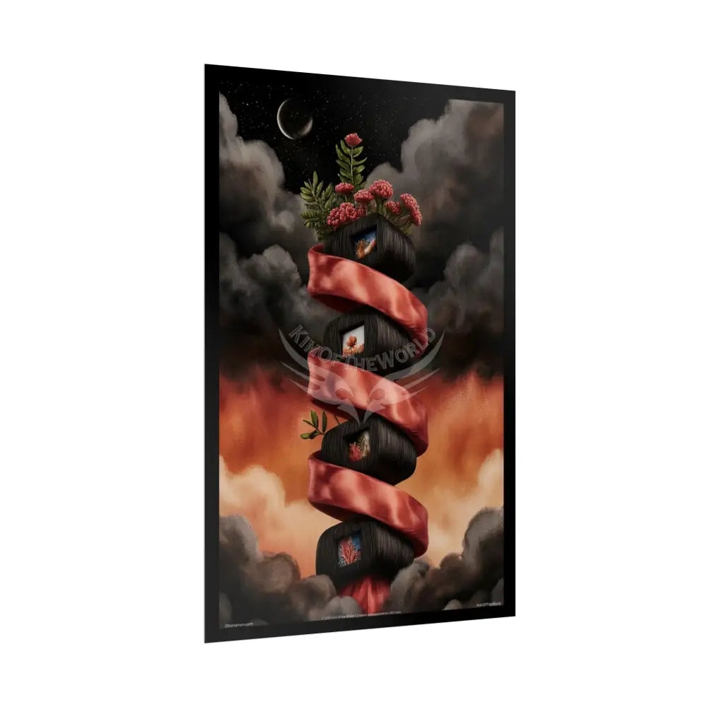 Gothic Orange Balcony Floral Fantasy Poster — Floating Balconies Art Print Poster