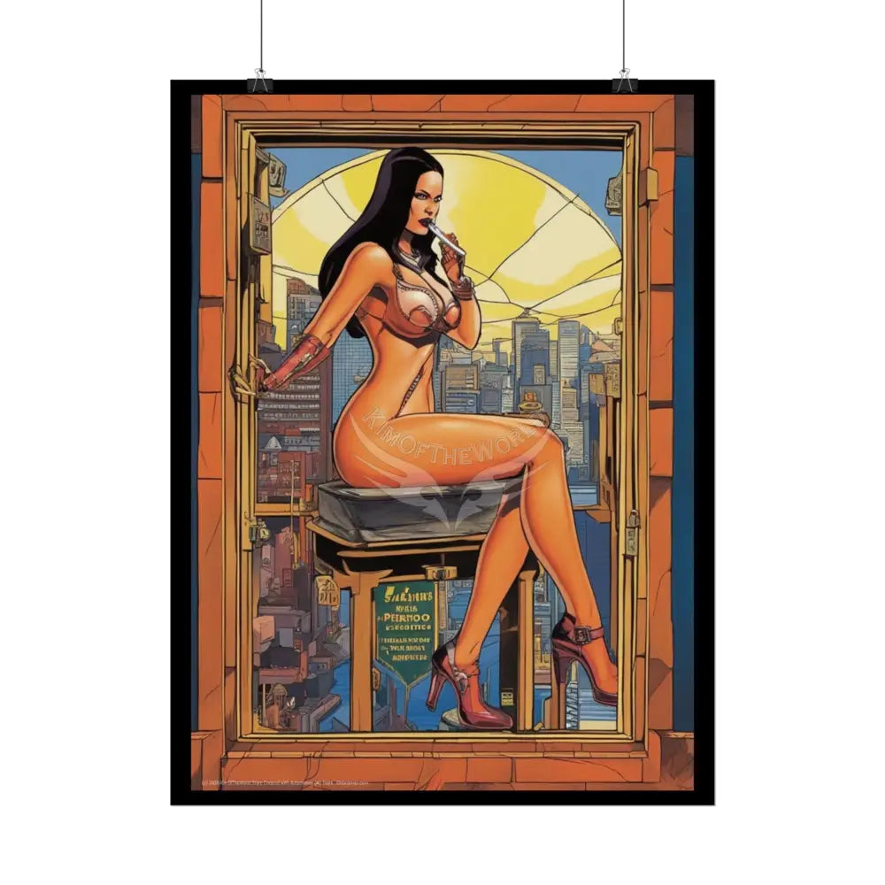 Gothic Panty-Less Cyborg Warrior Lady Fashion Tall Girlfriend Giantess Girl Rolled Posters — Subtle AI Girl Wall Art