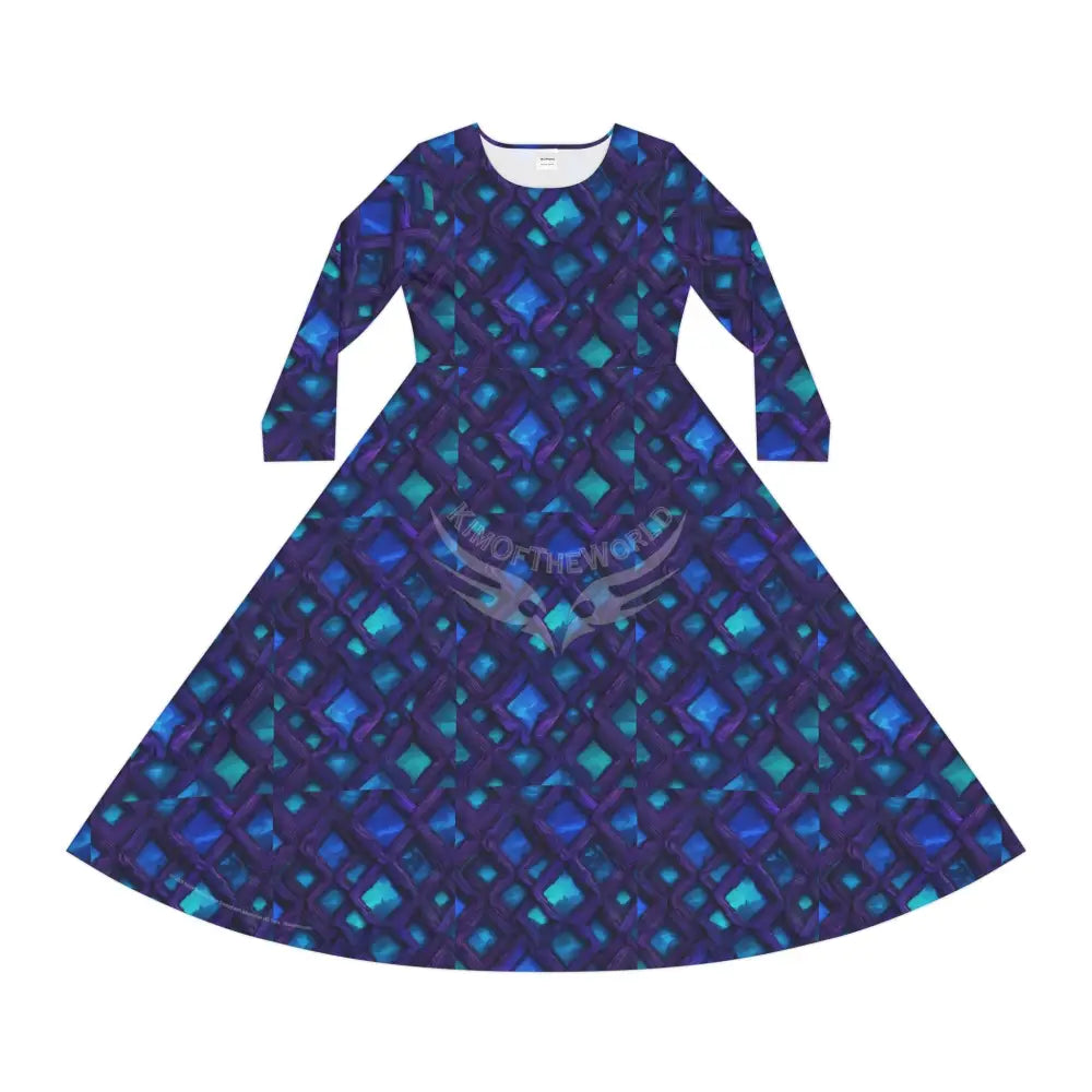 Gothic Pink Black Winged Wallpaper Print Dress – Women’s Long Sleeve AOP L All Over Prints