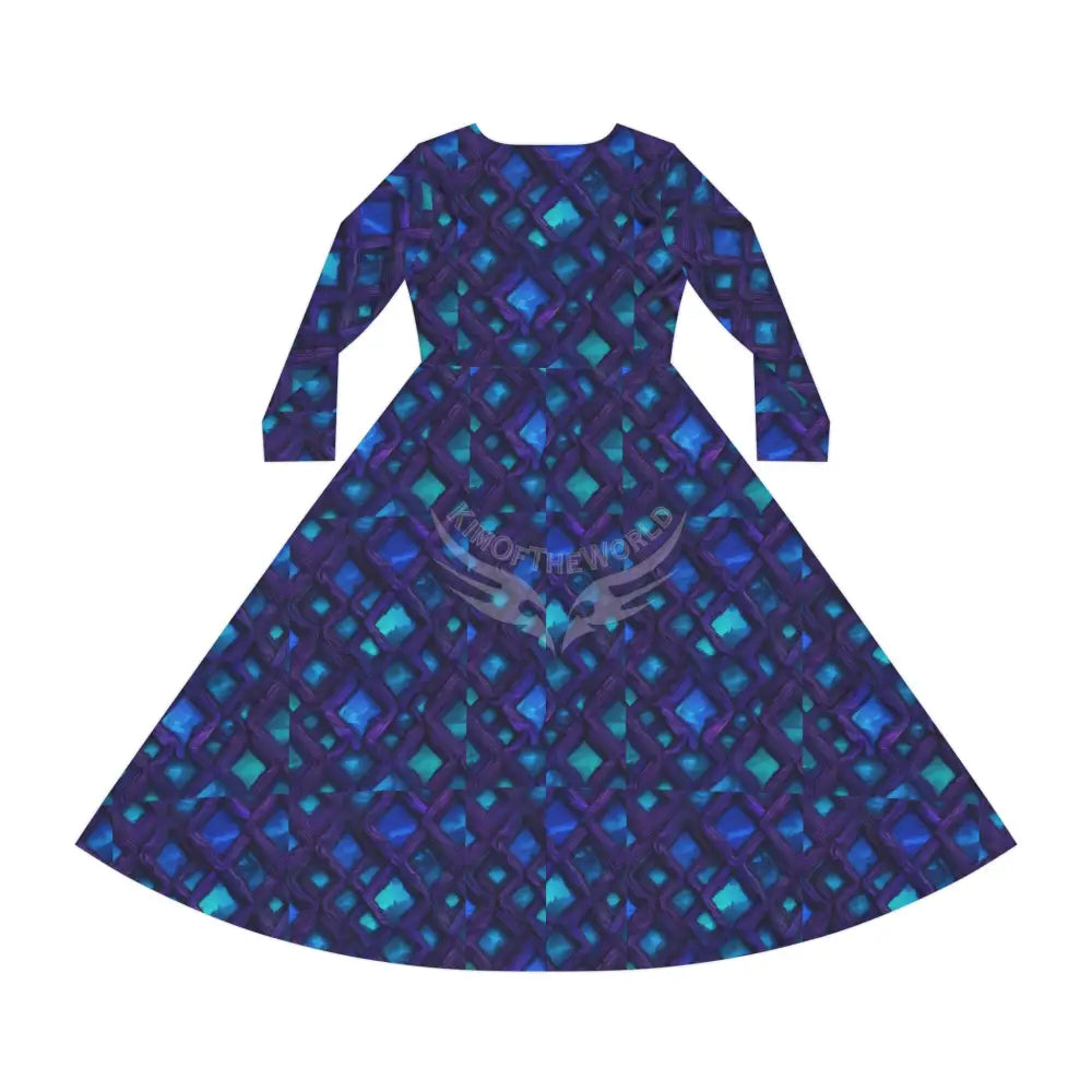 Gothic Pink Black Winged Wallpaper Print Dress – Women’s Long Sleeve AOP L All Over Prints