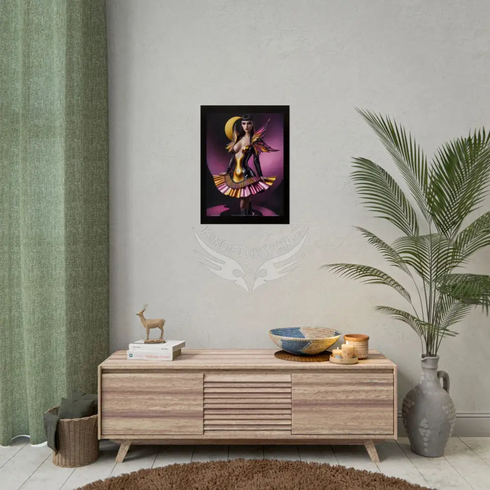Gothic Pink Fantasy Moon AI Girl - Framable Wall Art for Home or Office (Rolled Poster) Poster
