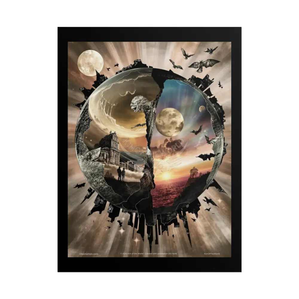 Gothic Planet Orb 3D Imposed Surreal Wonderland Art Poster — 3D Dimensions of Inspiration Rolled Print 18″ x 24″