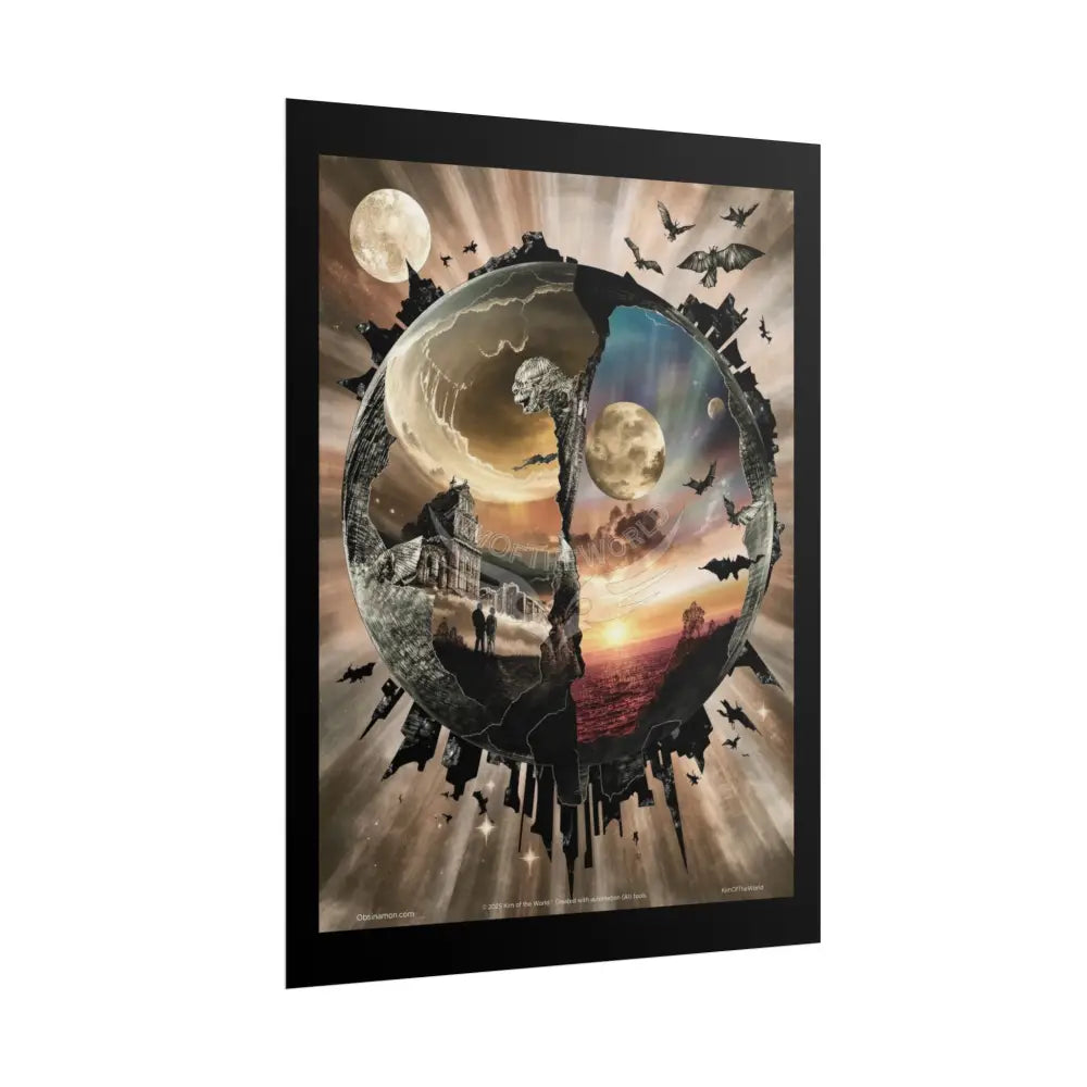 Gothic Planet Orb 3D Imposed Surreal Wonderland Art Poster — 3D Dimensions of Inspiration Rolled Print Poster