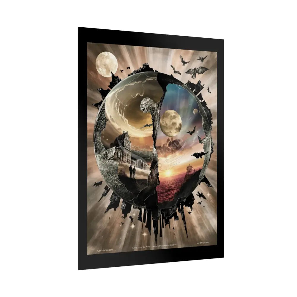 Gothic Planet Orb 3D Imposed Surreal Wonderland Art Poster — 3D Dimensions of Inspiration Rolled Print Poster