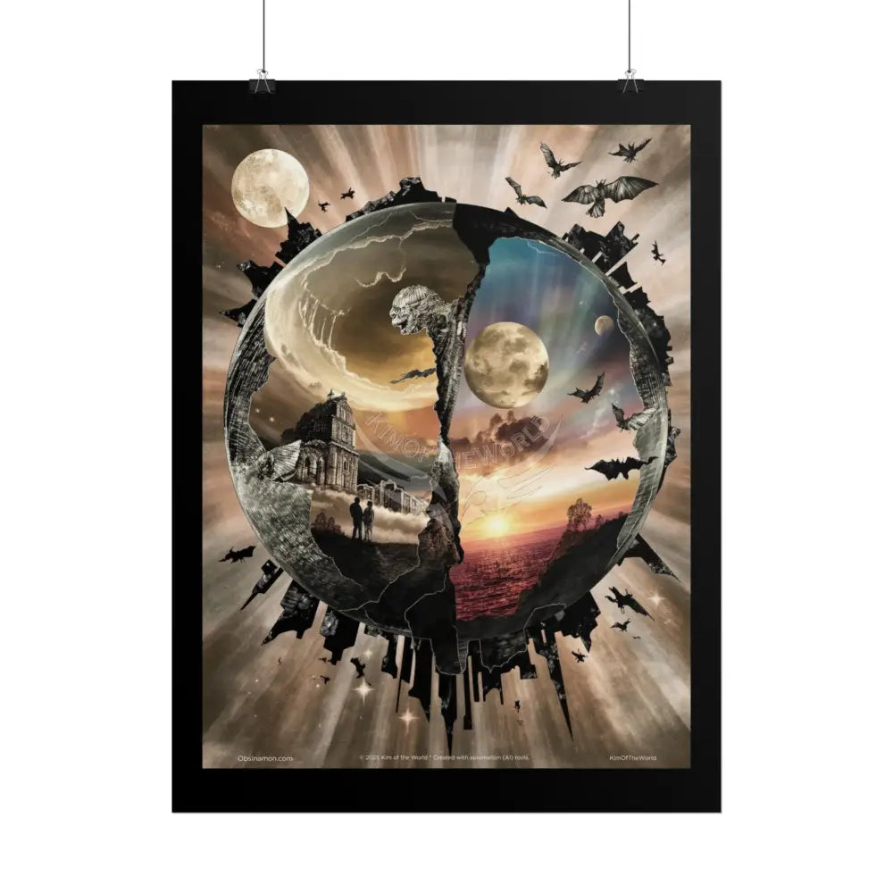 Gothic Planet Orb 3D Imposed Surreal Wonderland Art Poster — 3D Dimensions of Inspiration Rolled Print Poster