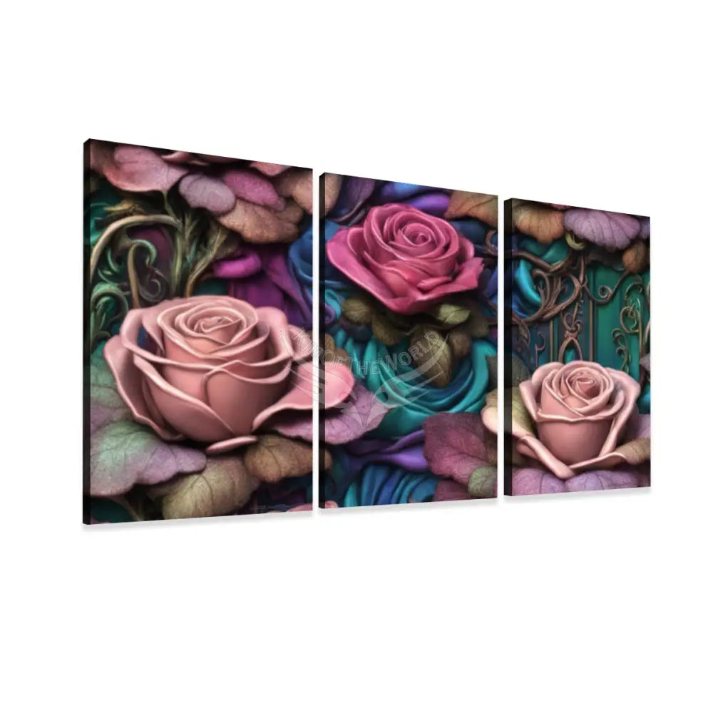 Gothic Roses I - 3 Panels Canvas Prints Wall Art (Set F) 20’’x32’’x3pcs Wall Art