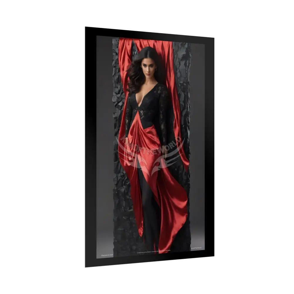Gothic Satin Art Poster — Black & Red Fashion Bedroom Prints (Rolled) Poster