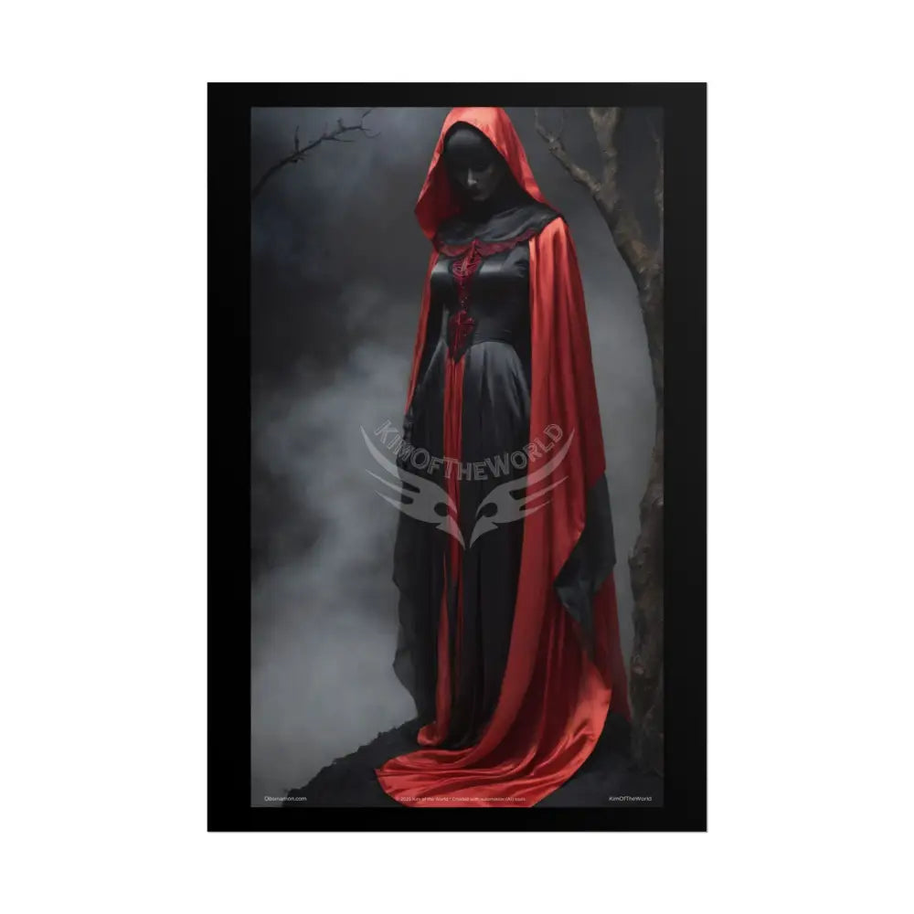 Gothic Satin Art Poster — Black & Red Fashion Bedroom Prints (Rolled) 24’’ x 36’’ (Vertical) / Matte Poster