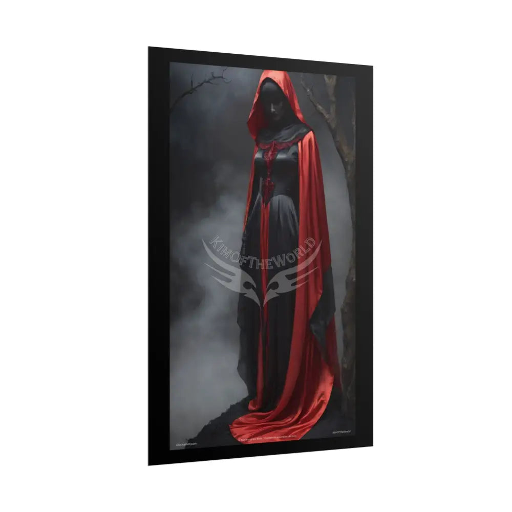 Gothic Satin Art Poster — Black & Red Fashion Bedroom Prints (Rolled) Poster