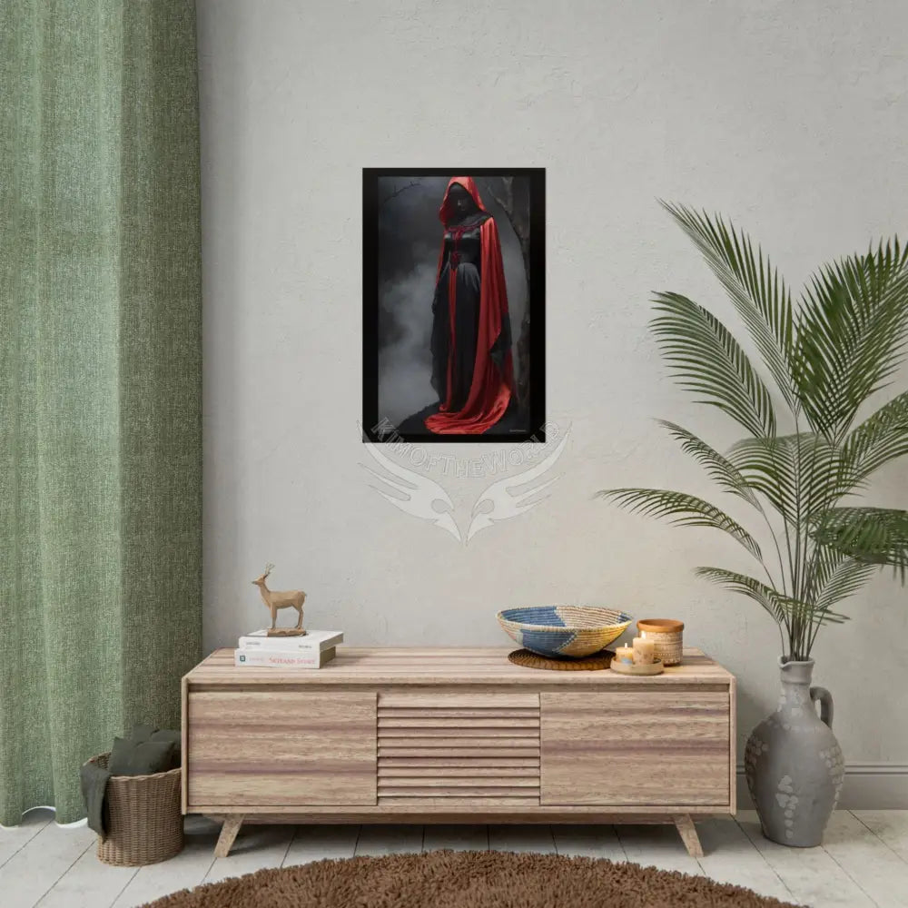 Gothic Satin Art Poster — Black & Red Fashion Bedroom Prints (Rolled) Poster