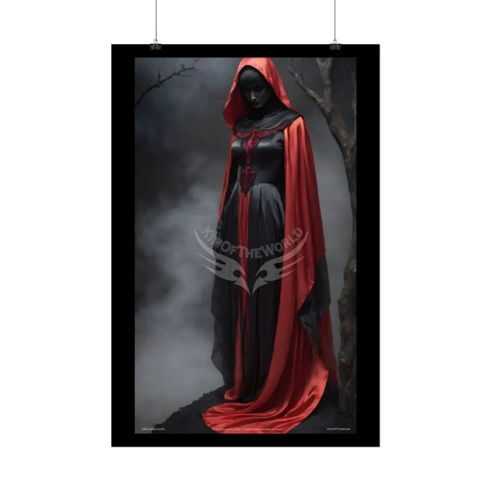Gothic Satin Art Poster — Black & Red Fashion Bedroom Prints (Rolled) Poster