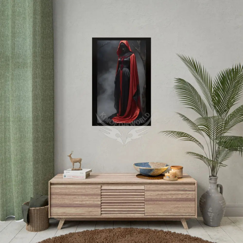 Gothic Satin Art Poster — Black & Red Fashion Bedroom Prints (Rolled) Poster