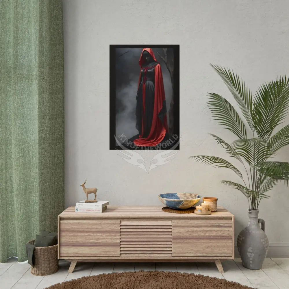 Gothic Satin Art Poster — Black & Red Fashion Bedroom Prints (Rolled) Poster