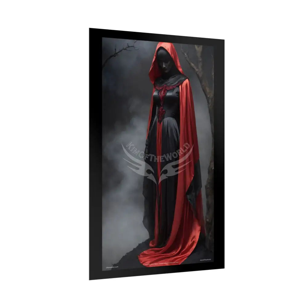 Gothic Satin Art Poster — Black & Red Fashion Bedroom Prints (Rolled) Poster