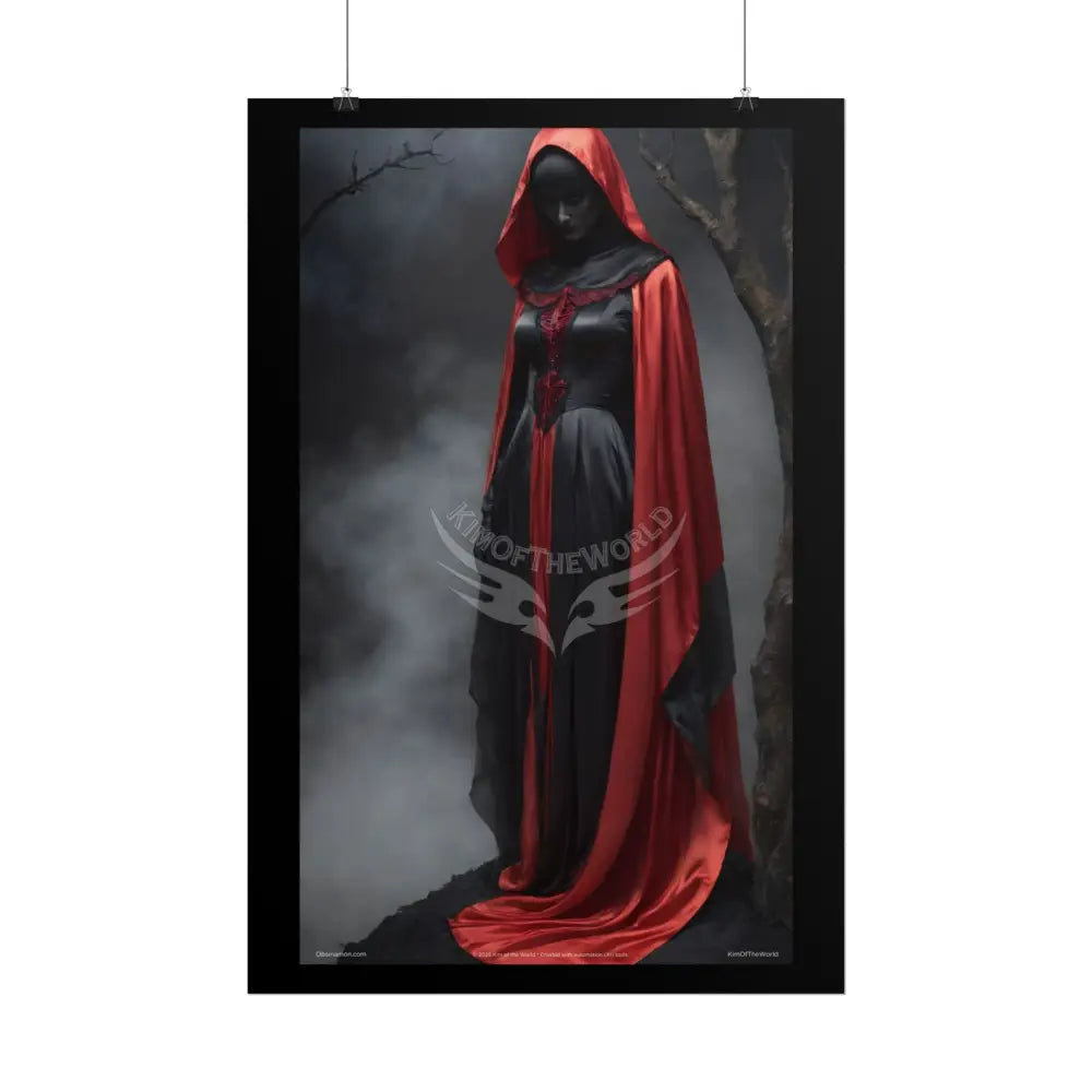 Gothic Satin Art Poster — Black & Red Fashion Bedroom Prints (Rolled) Poster