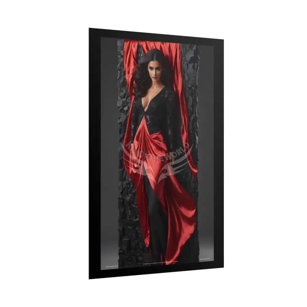 Gothic Satin Art Poster — Black & Red Fashion Bedroom Prints (Rolled) Poster
