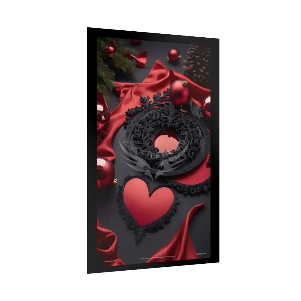 Gothic Satin Holiday Art Poster — Black & Red Fashion Bedroom Prints (Rolled) Poster
