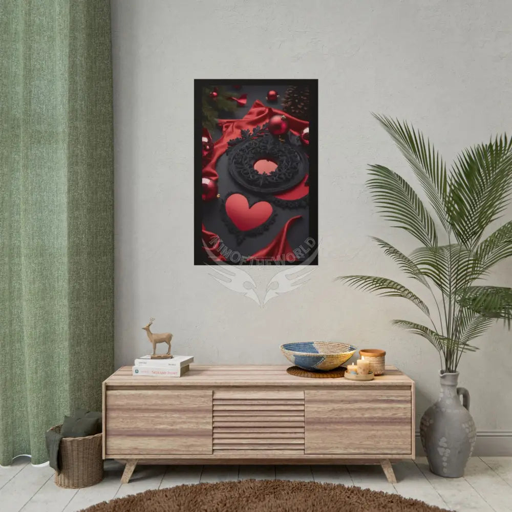 Gothic Satin Holiday Art Poster — Black & Red Fashion Bedroom Prints (Rolled) Poster