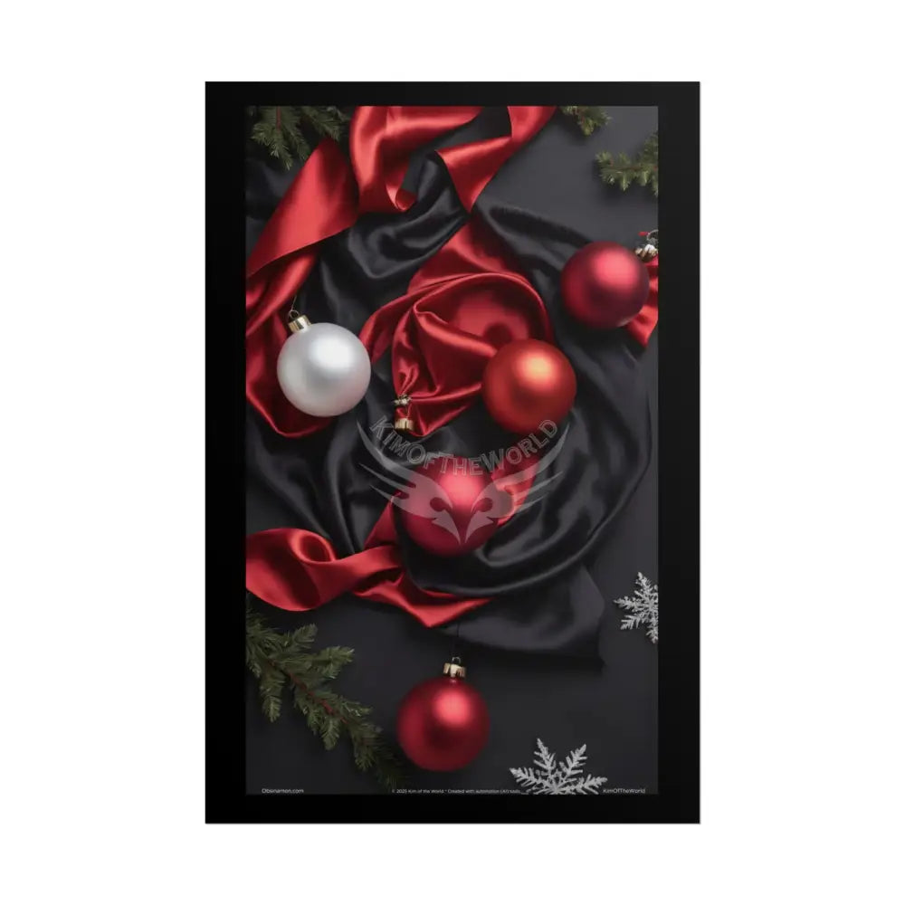 Gothic Satin Holiday Art Poster — Black & Red Fashion Bedroom Prints (Rolled) 20″ x 30″ (Vertical) / Matte Poster