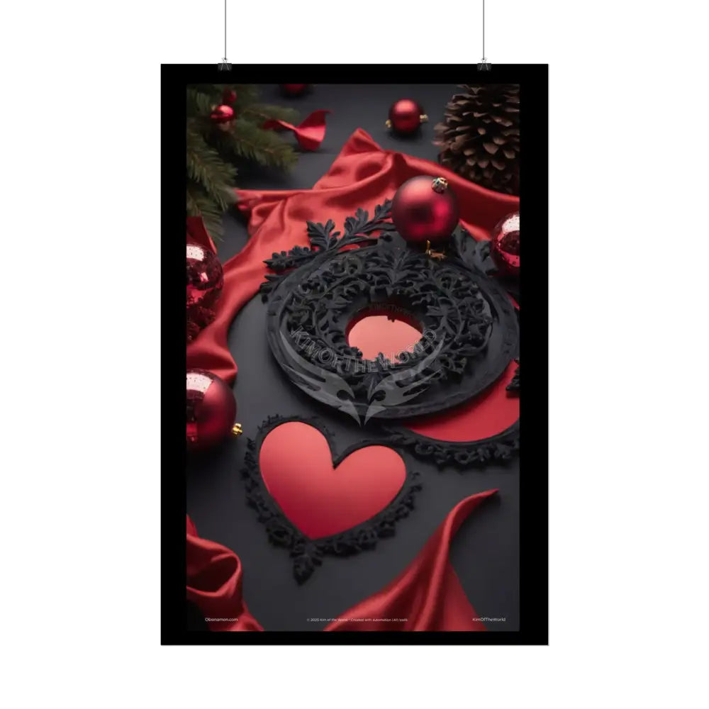 Gothic Satin Holiday Art Poster — Black & Red Fashion Bedroom Prints (Rolled) Poster