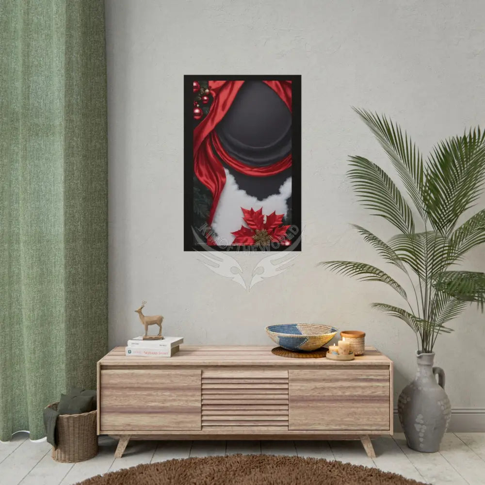 Gothic Satin Holiday Art Poster — Black & Red Fashion Bedroom Prints (Rolled) Poster