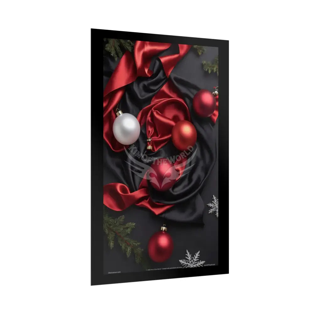 Gothic Satin Holiday Art Poster — Black & Red Fashion Bedroom Prints (Rolled) Poster