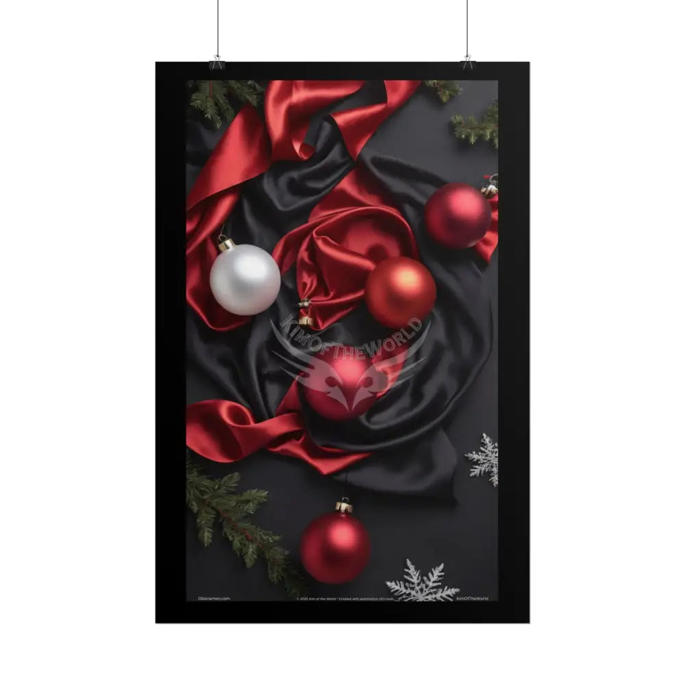 Gothic Satin Holiday Art Poster — Black & Red Fashion Bedroom Prints (Rolled) Poster