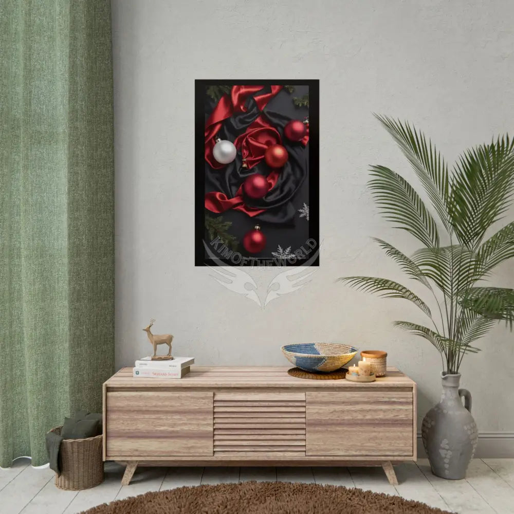 Gothic Satin Holiday Art Poster — Black & Red Fashion Bedroom Prints (Rolled) Poster