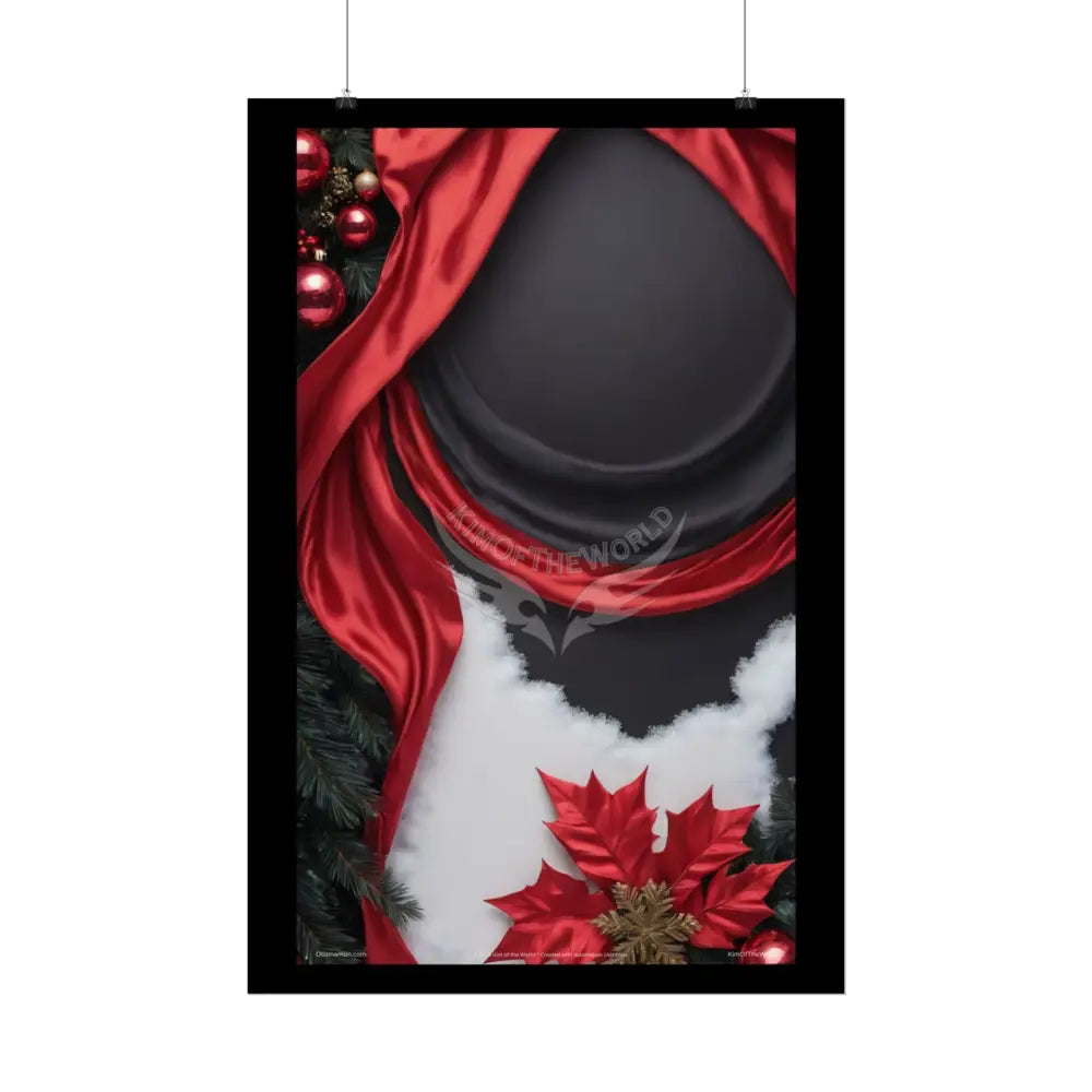 Gothic Satin Holiday Art Poster — Black & Red Fashion Bedroom Prints (Rolled) Poster