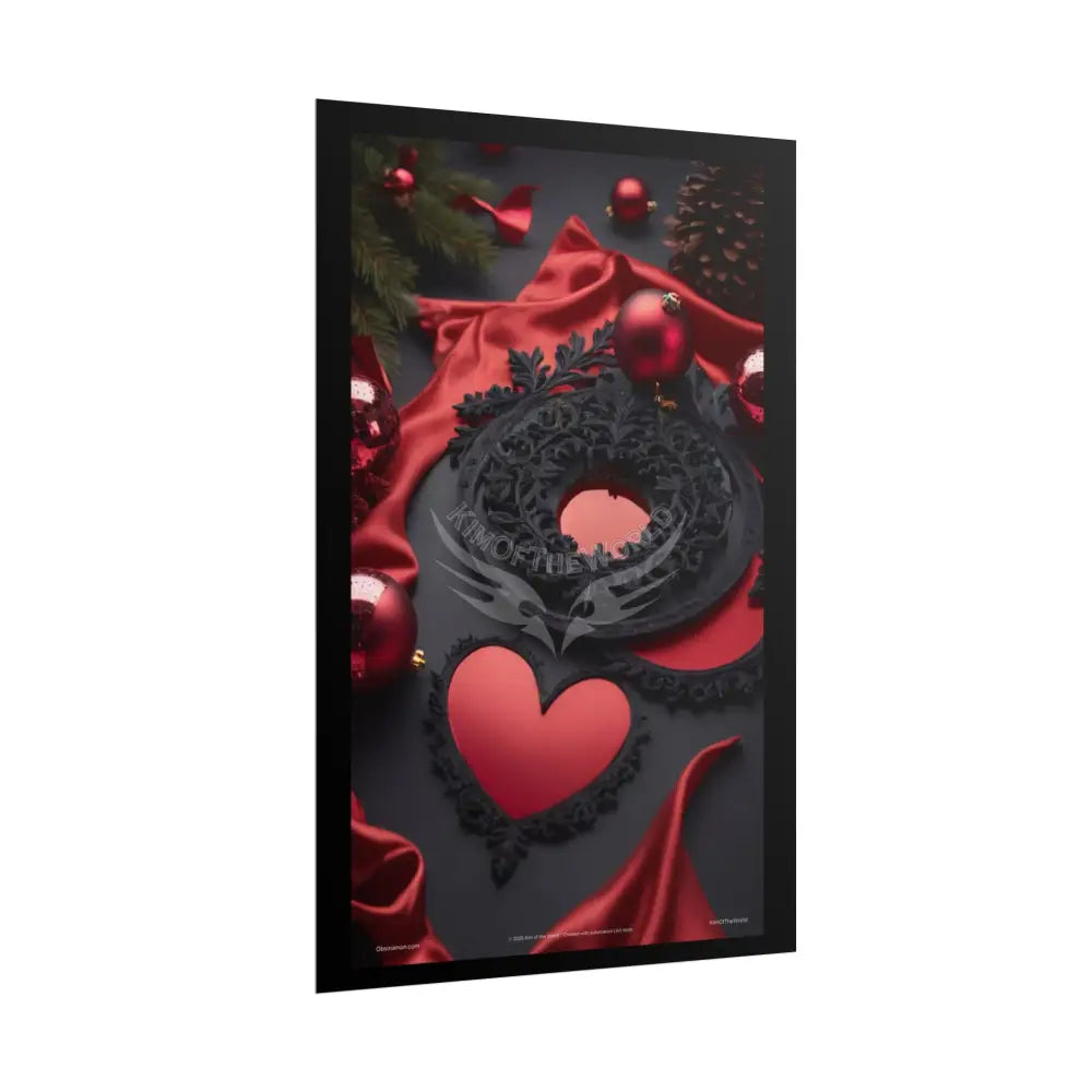 Gothic Satin Holiday Art Poster — Black & Red Fashion Bedroom Prints (Rolled) Poster