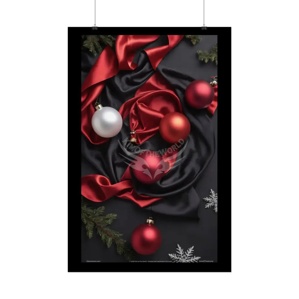 Gothic Satin Holiday Art Poster — Black & Red Fashion Bedroom Prints (Rolled) Poster