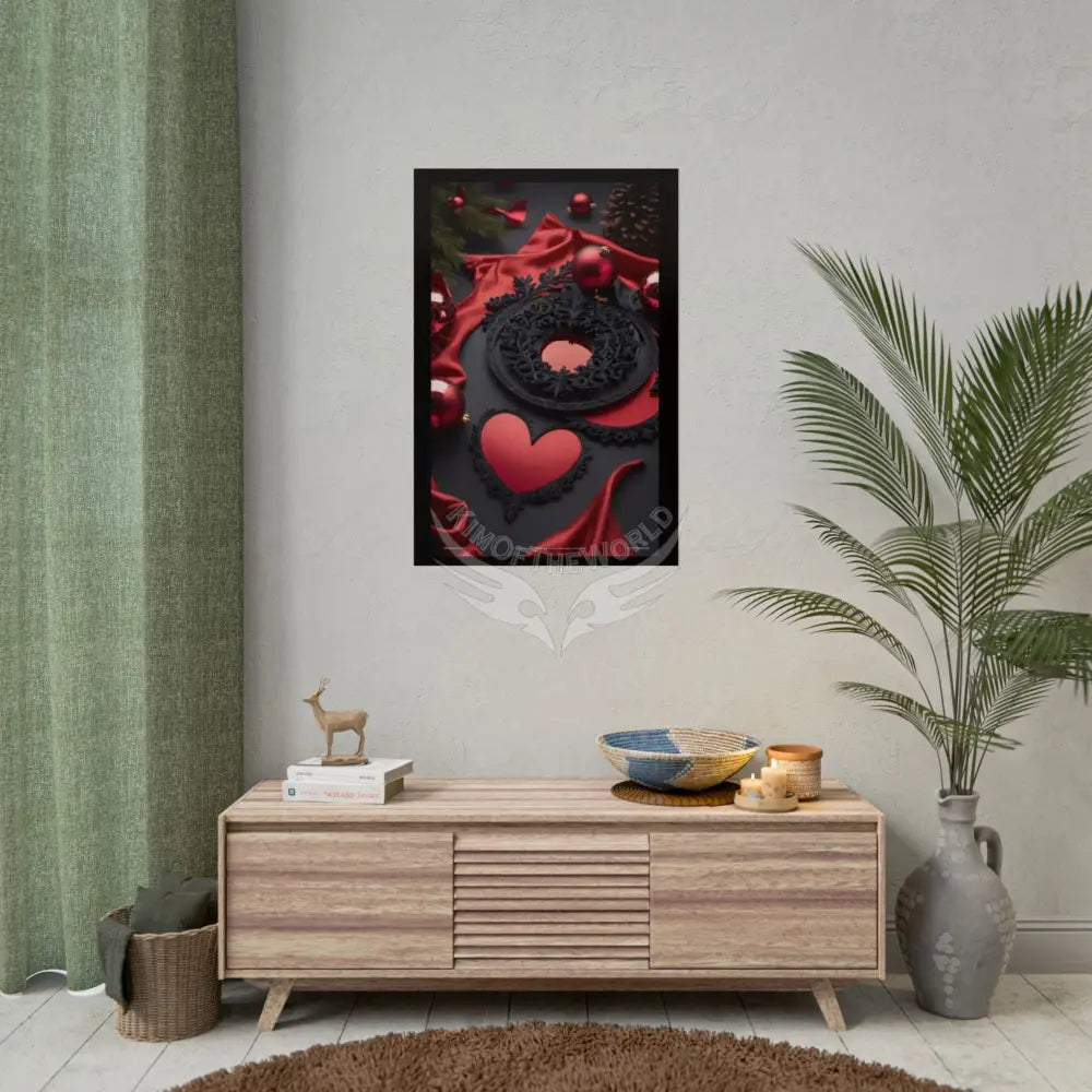 Gothic Satin Holiday Art Poster — Black & Red Fashion Bedroom Prints (Rolled) Poster