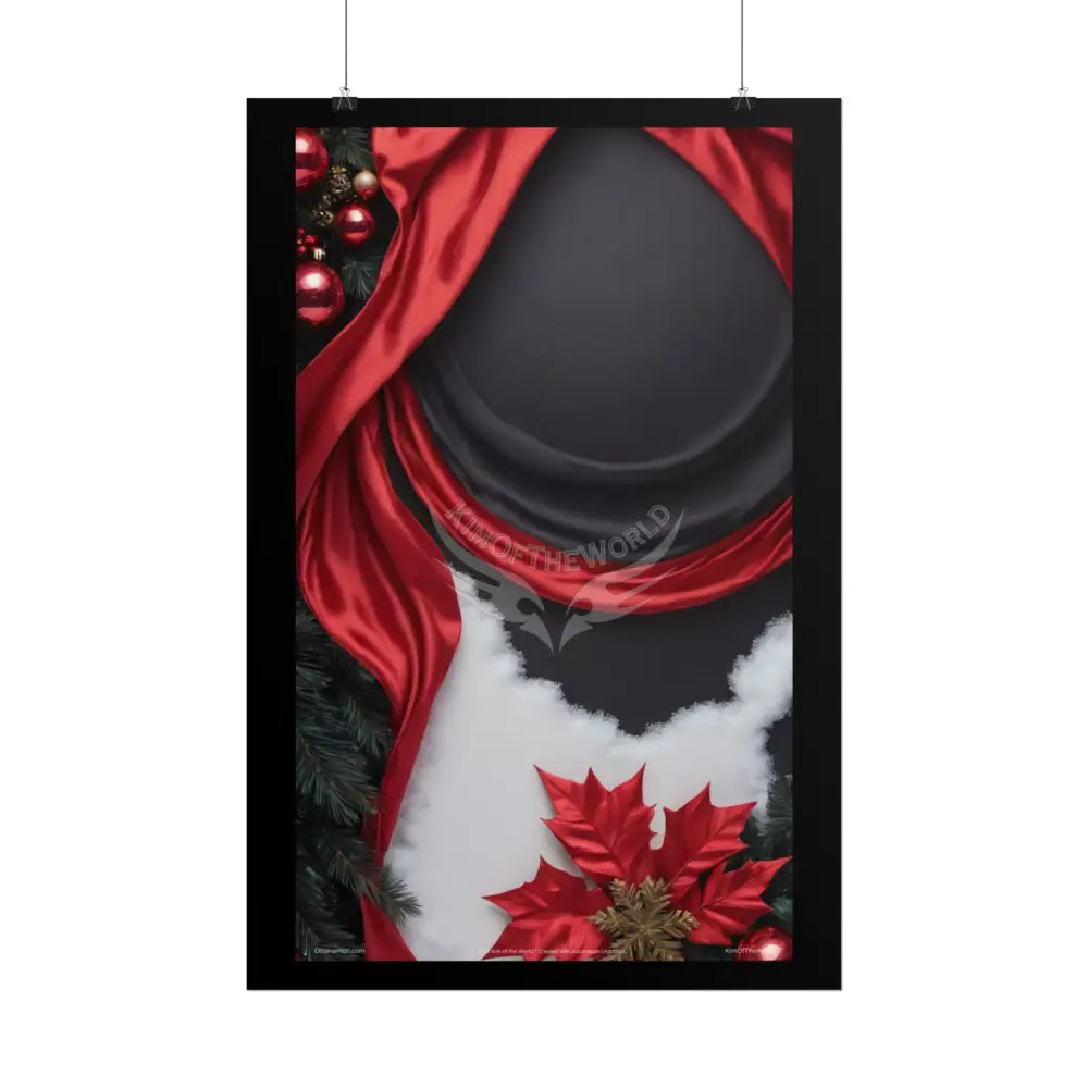 Gothic Satin Holiday Art Poster — Black & Red Fashion Bedroom Prints (Rolled) Poster