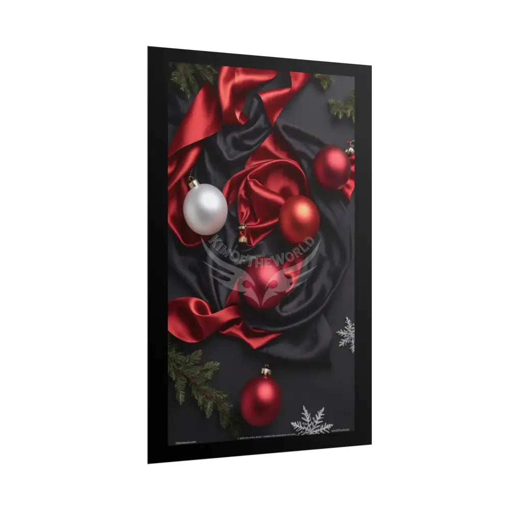 Gothic Satin Holiday Art Poster — Black & Red Fashion Bedroom Prints (Rolled) Poster